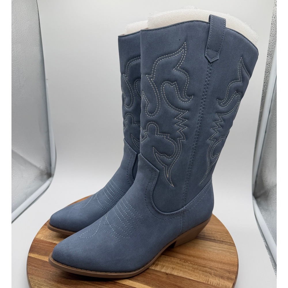 Soda Reno Women's Size 9 Western Cowboy Boots Blue Denim Pointed Toe 2305